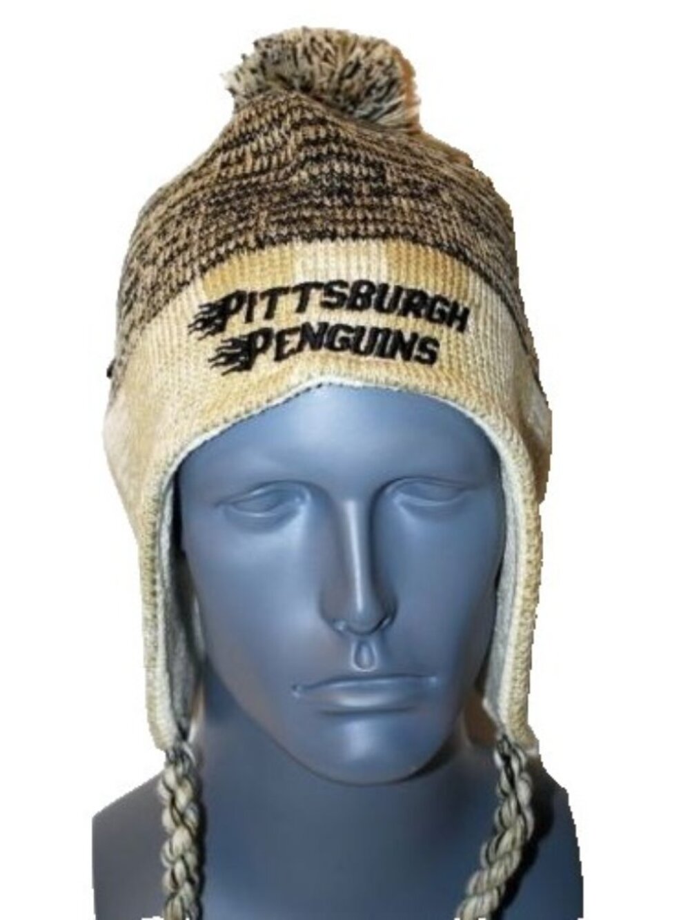 Pittsburg Penguins Knit Beanie Hat Winter SKI Cap w/Tassel Toque Chullo New NHL